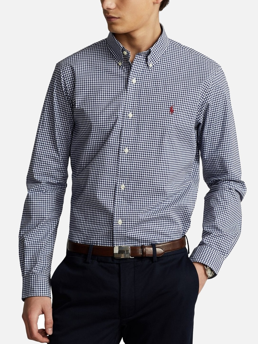 Ralph Lauren Classic Fit Shirt Size Large Blue Gingham Micro Check
